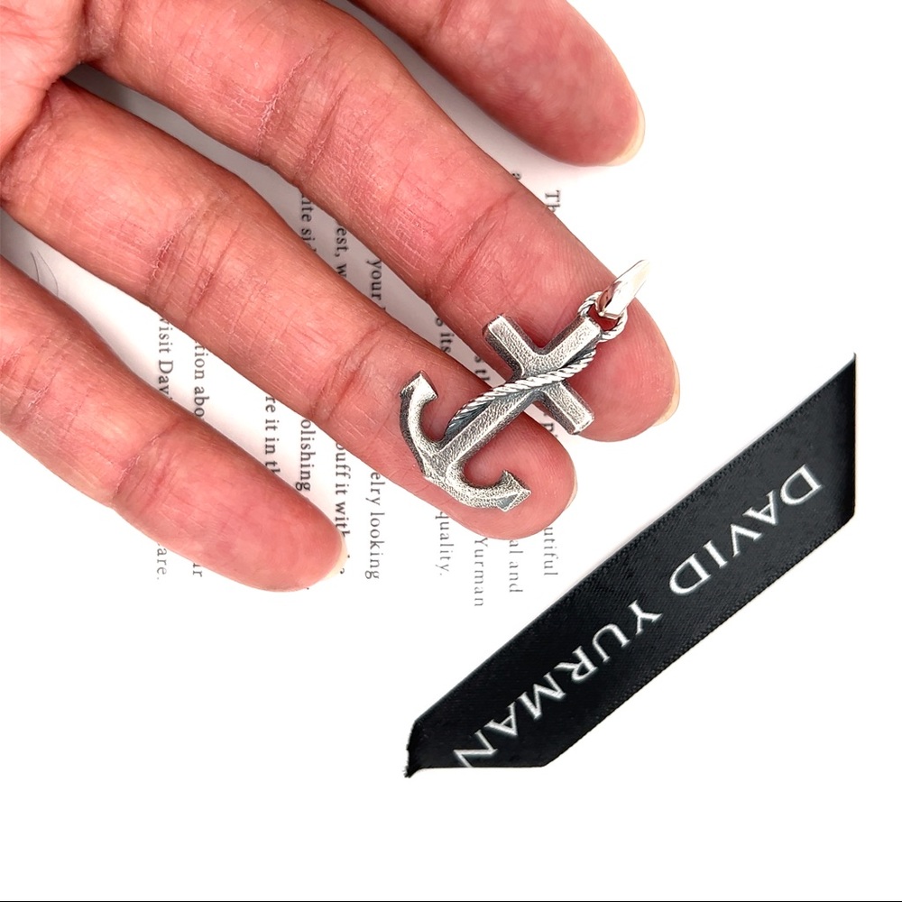 New David Yurman Silver Men's Women’s Ship Sea Anchor Pendant Charm Amulet DY